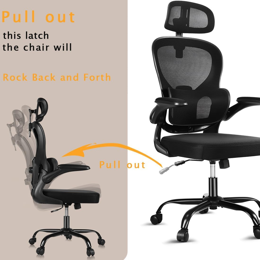 Office Chair, Desk Chair Comfy Computer Chair Ergonomic Mesh Office Chair | Breathable Material , Removable Back Support , Adjustable Height , Adjustable Headrest