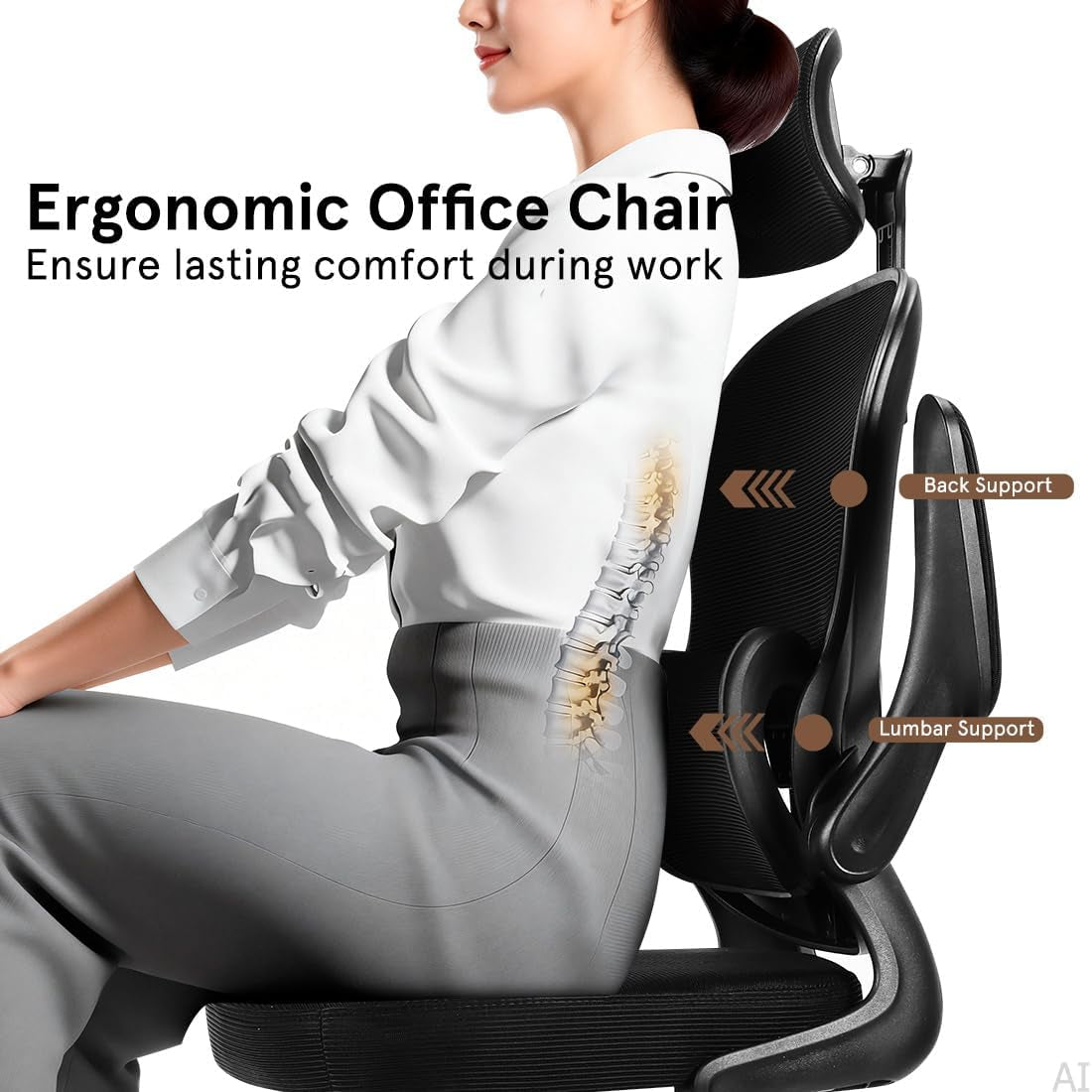 Office Chair, Desk Chair Comfy Computer Chair Ergonomic Mesh Office Chair | Breathable Material , Removable Back Support , Adjustable Height , Adjustable Headrest